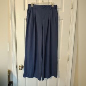 HALARA Flex Wide Leg Waffle Work Pants Dark Blue Pockets